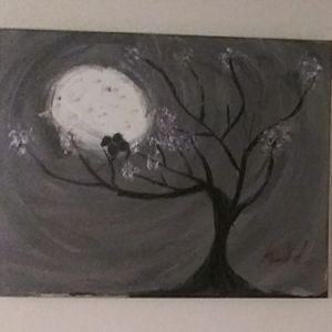 Two love birds gazing the moon